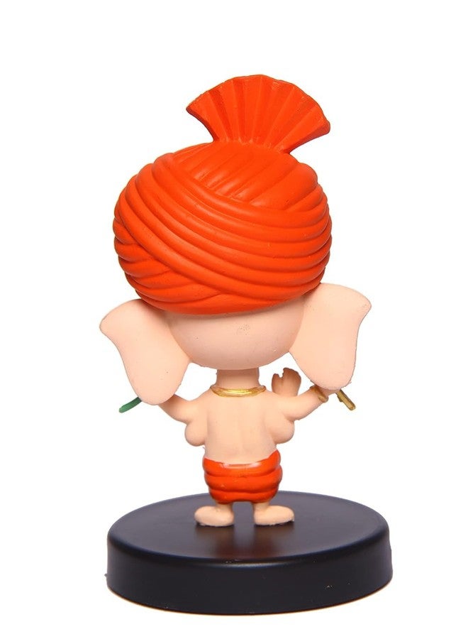 Buko Bal Ganesh Bobblehead Idol - Car Dashboard & Home Decor, Ganpati Murti, Good Luck Statue with Axe & Flower - Image 2